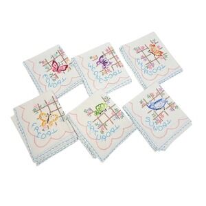 Vintage 80s Embroidered 6‎ Days of the Week Butterfly Baby Blanket Lightweight